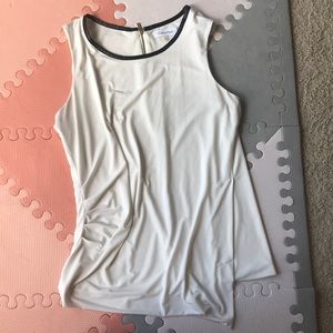 CALVIN KLEIN | Cream top with black leather collar